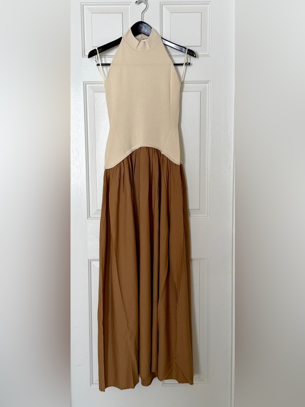 Solid & Striped Halter Soglio Maxi Dress Ecru Camel Knit Size M NWT - Picture 5 of 13